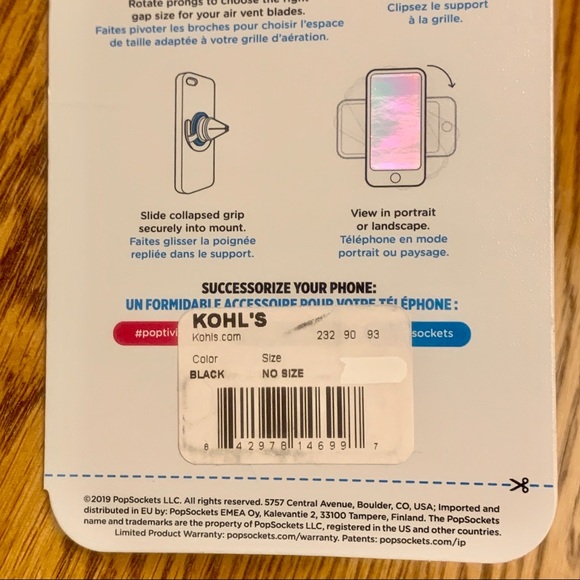 PopSockets PopMount Black Plastic Hands Free Mobile Cell Phone Car Vent Mount - Picture 7 of 7